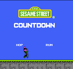 Sesame Street Countdown title screen for NES